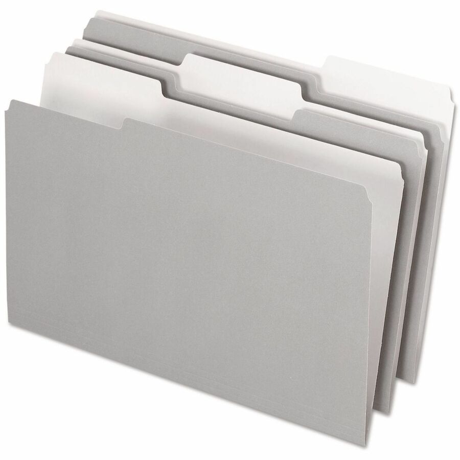 Pendaflex 1/3 Tab Cut Legal Top Tab File Folder - 8 1/2" x 14" - Internal Pocket - Top Tab Location - Assorted Tab Position - 11 pt. - Gray - Acid-free, Reversible - 100 / Box