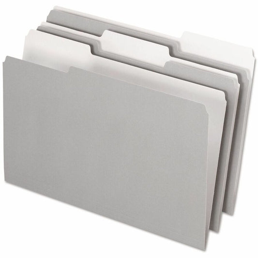 Pendaflex 1/3 Tab Cut Legal Top Tab File Folder - 8 1/2" x 14" - Internal Pocket - Top Tab Location - Assorted Tab Position - 11 pt. - Gray - Acid-free, Reversible - 100 / Box