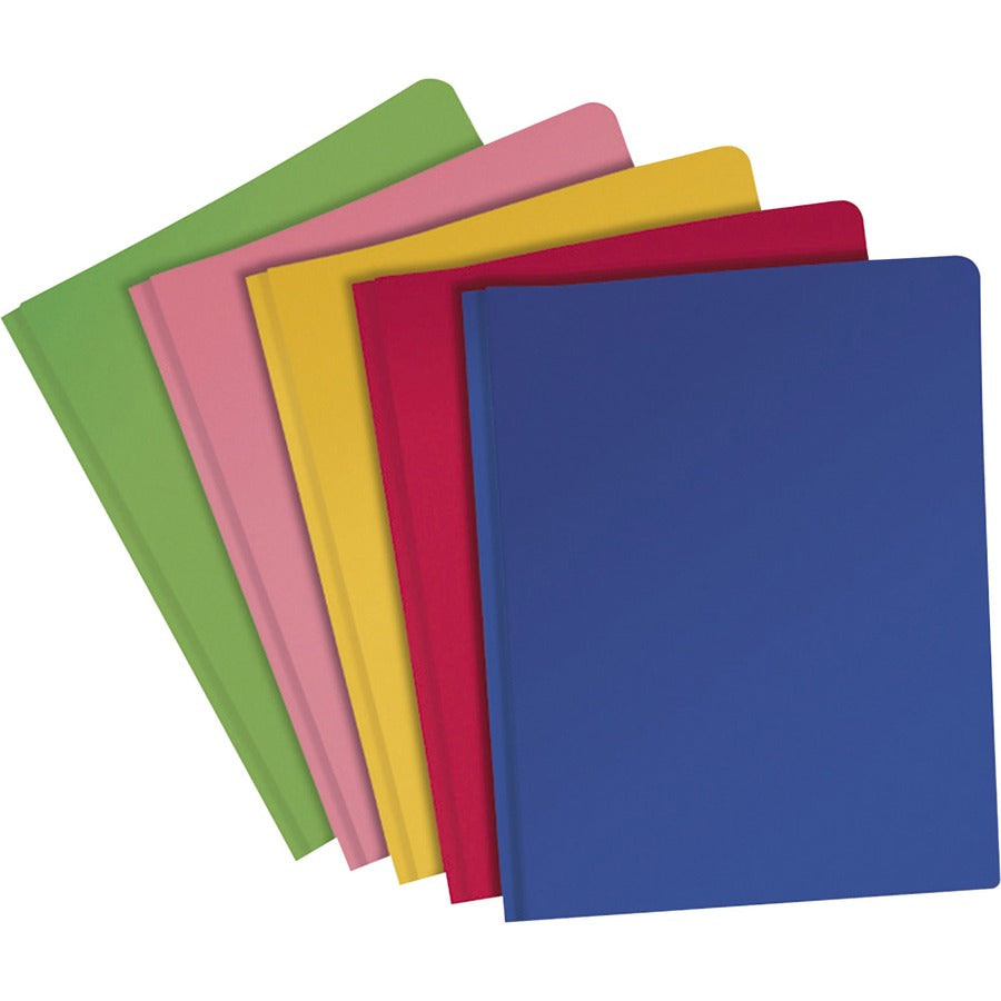 Oxford Letter Pocket Folder - 8 1/2" x 11" - 100 Sheets Capacity - 2 Internal Pocket - Blue, Red, Pink, Green, Yellow - Durable, Die-cut, Tear Resistant, Moisture Resistant, Wear Resistant, Translucent - 25 / Box