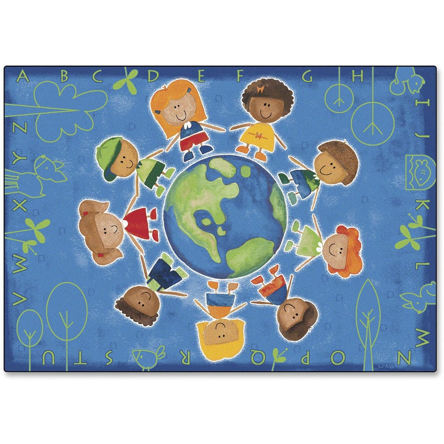 Carpets for Kids&reg, Premium Give The Planet A Hug Rug - 65" Length x 46" Width - Rectangle - Give the Planet a Hug - Multi