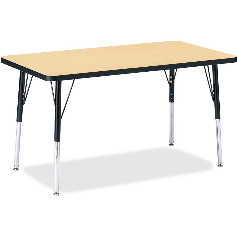 Jonti-Craft Berries Adult Height Color Top Rectangle Table - Laminated Rectangle, Maple Top - Four Leg Base - 4 Legs - Height Adjustable - 24" to 31" Adjustment - 36" Table Top Length x 24" Table Top Width x 1.13" Table Top Thickness - 31" Height - Art...