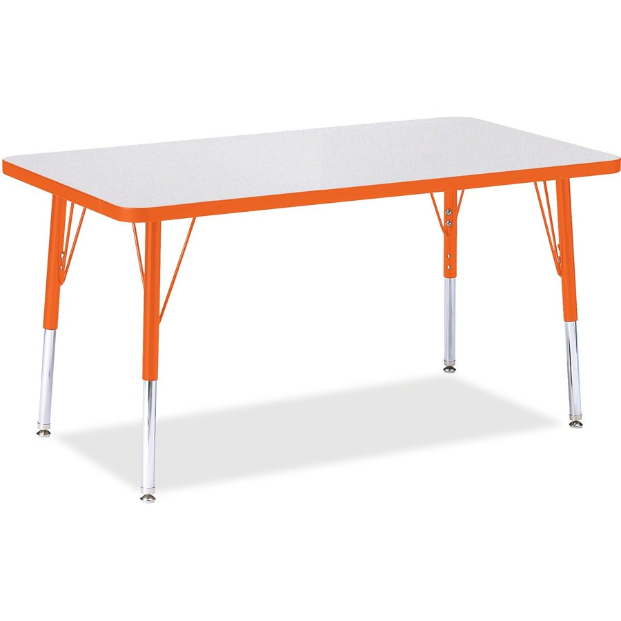 Jonti-Craft Berries Elementary Height Color Edge Rectangle Table - Gray Rectangle Top - Four Leg Base - 4 Legs - Height Adjustable - 15" to 24" Adjustment - 36" Table Top Length x 24" Table Top Width x 1.13" Table Top Thickness - 24" Height - Art, Craf...