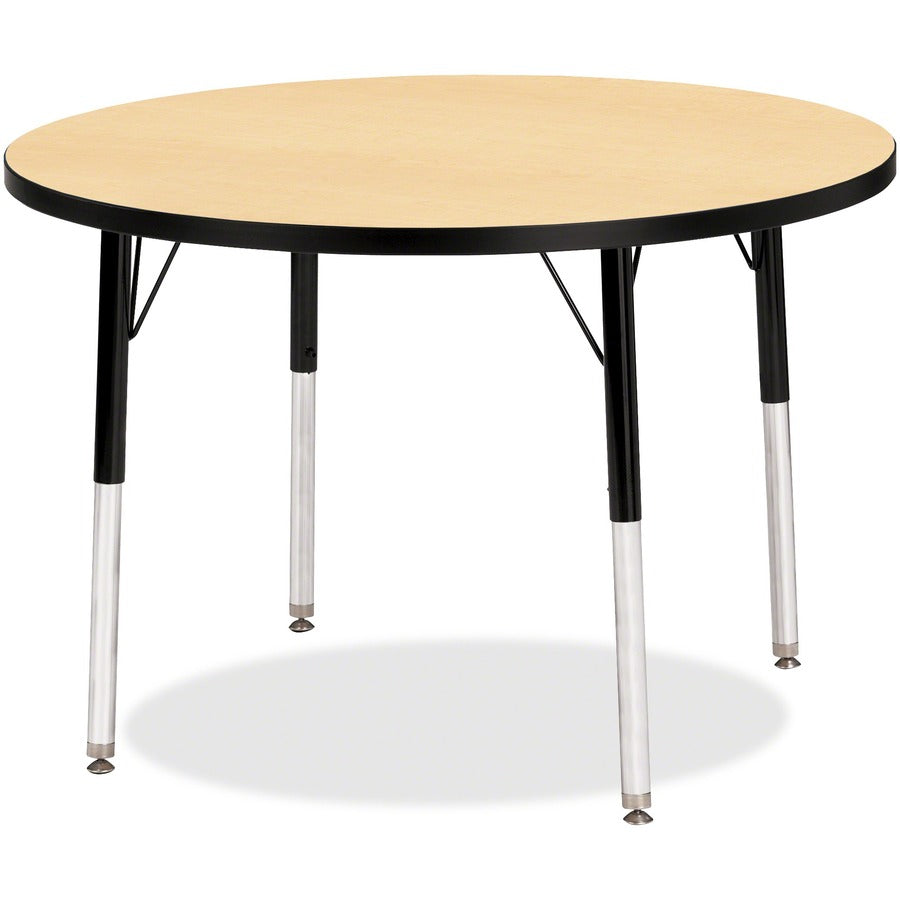 Jonti-Craft Berries Adult Height Color Top Round Table - Laminated Round, Maple Top - Four Leg Base - 4 Legs - Height Adjustable - 24" to 31" Adjustment x 1.13" Table Top Thickness x 36" Table Top Diameter - 31" Height - Art, Craft - Assembly Required...