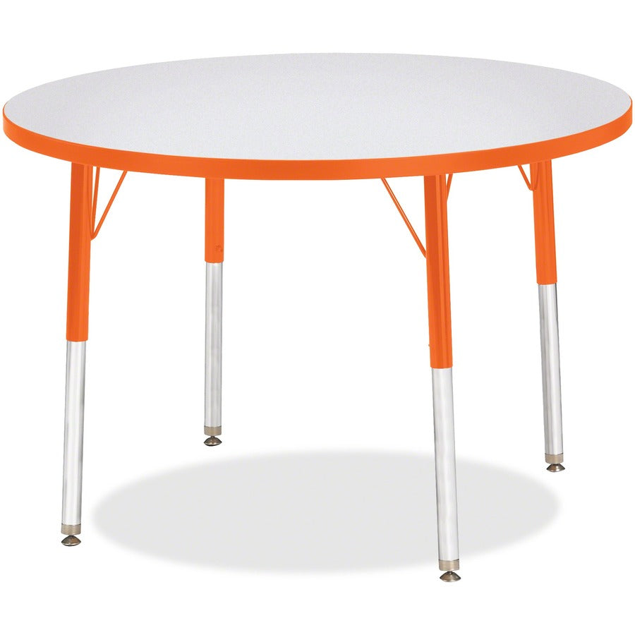 Jonti-Craft Berries Adult Height Color Edge Round Table - Laminated Round, Orange Top - Four Leg Base - 4 Legs - Height Adjustable - 24" to 31" Adjustment x 1.13" Table Top Thickness x 36" Table Top Diameter - 31" Height - Art, Craft - Assembly Require...