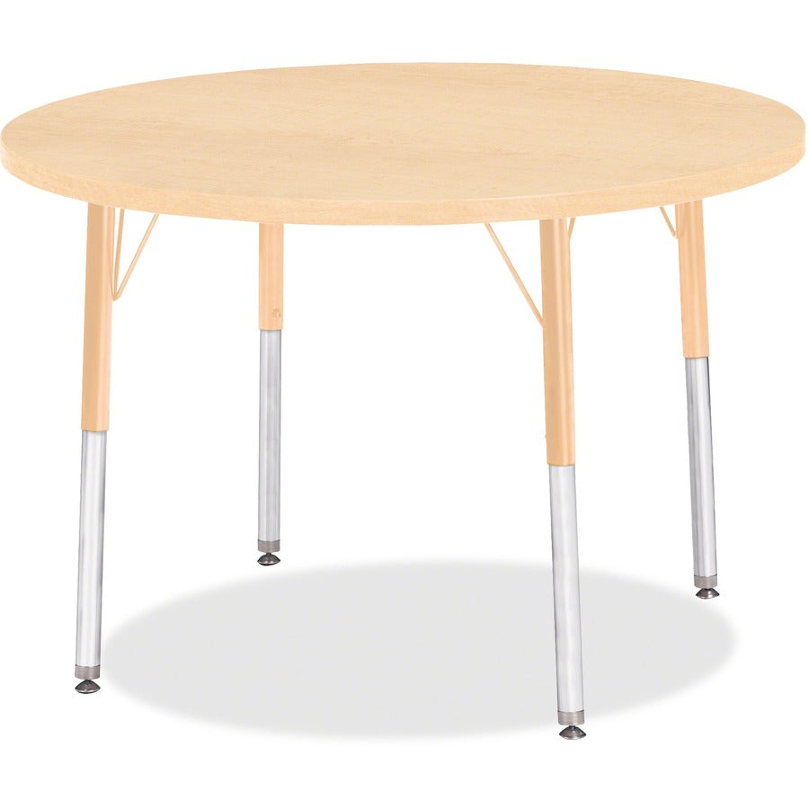 Jonti-Craft Berries Adult Height Maple Top/Edge Round Table - Laminated Round, Maple Top - Four Leg Base - 4 Legs - Height Adjustable - 24" to 31" Adjustment x 1.13" Table Top Thickness x 36" Table Top Diameter - 31" Height - Art, Craft - Assembly Requ...