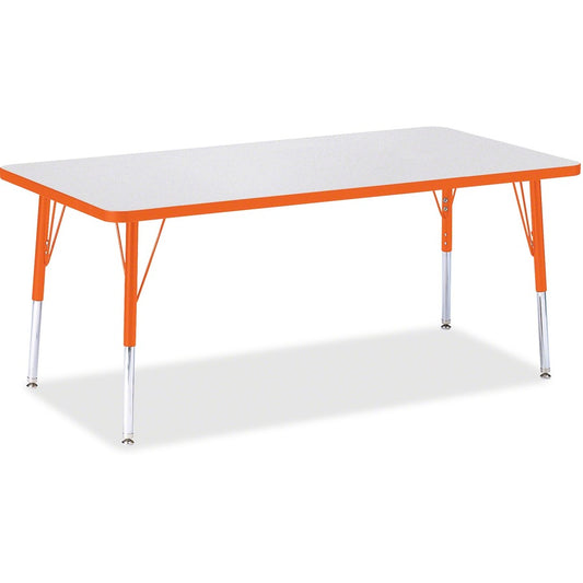 Jonti-Craft Berries Elementary Height Color Edge Rectangle Table - Laminated Rectangle, Orange Top - Four Leg Base - 4 Legs - Height Adjustable - 15" to 24" Adjustment - 60" Table Top Length x 30" Table Top Width x 1.13" Table Top Thickness - 24" Heigh...