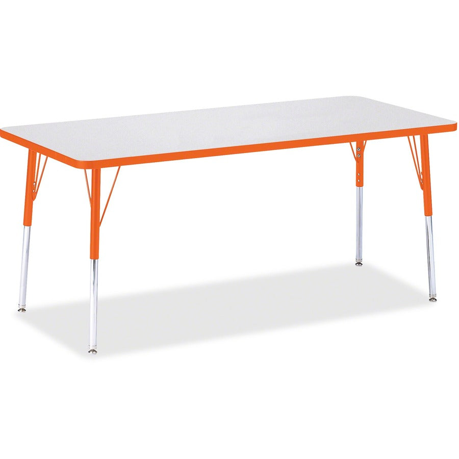 Jonti-Craft Berries Adult Height Color Edge Rectangle Table - Laminated Rectangle, Orange Top - Four Leg Base - 4 Legs - Height Adjustable - 24" to 31" Adjustment - 72" Table Top Length x 30" Table Top Width x 1.13" Table Top Thickness - 31" Height - A...