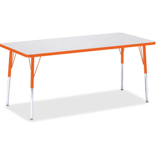 Jonti-Craft Berries Adult Height Color Edge Rectangle Table - Laminated Rectangle, Orange Top - Four Leg Base - 4 Legs - Height Adjustable - 24" to 31" Adjustment - 72" Table Top Length x 30" Table Top Width x 1.13" Table Top Thickness - 31" Height - A...