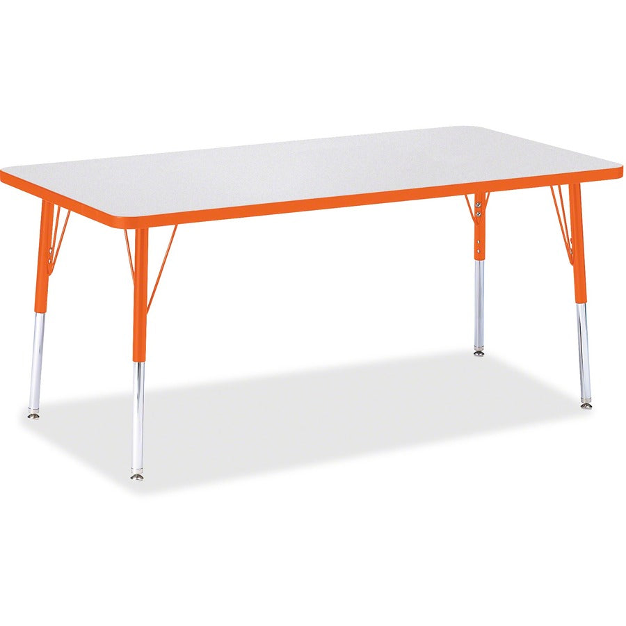 Jonti-Craft Berries Adult Height Color Edge Rectangle Table - Laminated Rectangle, Orange Top - Four Leg Base - 4 Legs - Height Adjustable - 24" to 31" Adjustment - 60" Table Top Length x 30" Table Top Width x 1.13" Table Top Thickness - 31" Height - A...