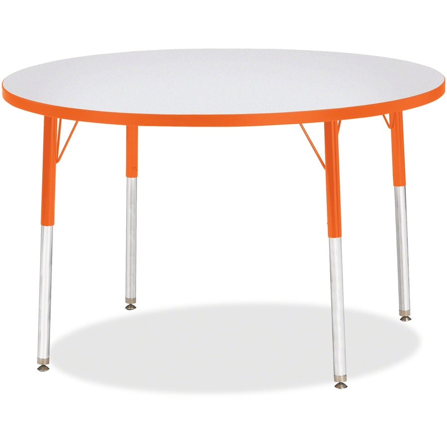 Jonti-Craft Berries Adult Height Color Edge Round Table - Laminated Round, Orange Top - Four Leg Base - 4 Legs - Height Adjustable - 24" to 31" Adjustment x 1.13" Table Top Thickness x 42" Table Top Diameter - 31" Height - Art, Craft - Assembly Require...