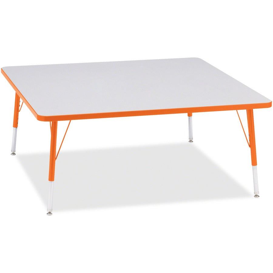 Jonti-Craft Berries Elementary Height Color Edge Square Table - Laminated Square, Orange Top - Four Leg Base - 4 Legs - Height Adjustable - 15" to 24" Adjustment - 48" Table Top Length x 48" Table Top Width x 1.13" Table Top Thickness - 24" Height - Ar...