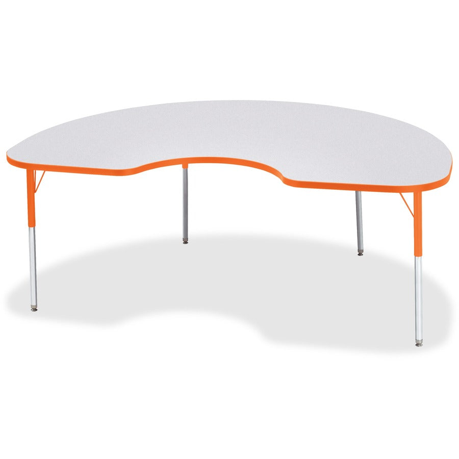 Jonti-Craft Berries Adult Height Prism Color Edge Kidney Table - Laminated Kidney-shaped, Orange Top - Four Leg Base - 4 Legs - Height Adjustable - 24" to 31" Adjustment - 72" Table Top Length x 48" Table Top Width x 1.13" Table Top Thickness - 31" Hei...