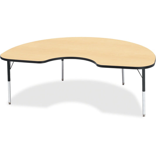 Jonti-Craft Berries Elementary Height Color Top Kidney Table - Laminated Kidney-shaped, Maple Top - Four Leg Base - 4 Legs - Height Adjustable - 15" to 24" Adjustment - 72" Table Top Length x 48" Table Top Width x 1.13" Table Top Thickness - 24" Height...