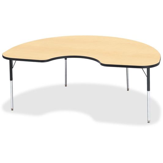 Jonti-Craft Berries Adult Color Top Kidney Table - Laminated Kidney-shaped, Maple Top - Four Leg Base - 4 Legs - Height Adjustable - 24" to 31" Adjustment - 72" Table Top Length x 48" Table Top Width x 1.13" Table Top Thickness - 31" Height - Art, Craf...