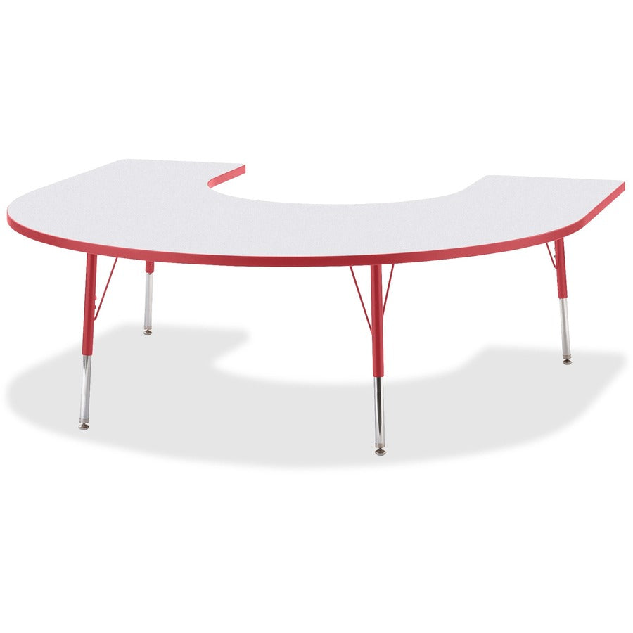 Jonti-Craft Berries Prism Horseshoe Student Table - Laminated Horseshoe-shaped, Red Top - Four Leg Base - 4 Legs - Height Adjustable - 24" to 31" Adjustment - 66" Table Top Length x 60" Table Top Width x 1.13" Table Top Thickness - 31" Height - Educati...