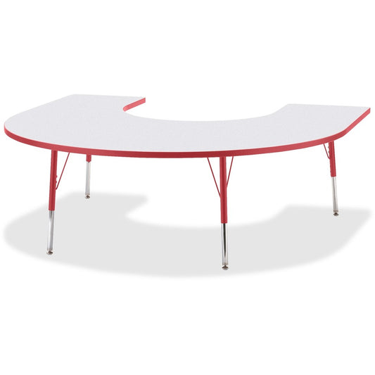Jonti-Craft Berries Prism Horseshoe Student Table - Laminated Horseshoe-shaped, Red Top - Four Leg Base - 4 Legs - Height Adjustable - 24" to 31" Adjustment - 66" Table Top Length x 60" Table Top Width x 1.13" Table Top Thickness - 31" Height - Educati...