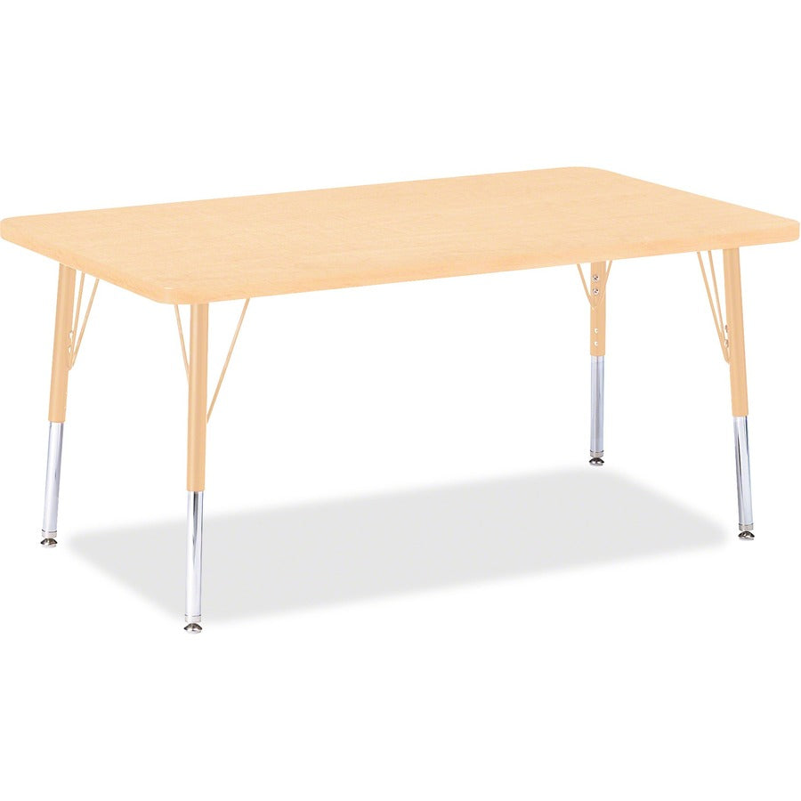 Jonti-Craft Berries Elementary Maple Top/Edge Rectangle Table - Laminated Rectangle, Maple Top - Four Leg Base - 4 Legs - Height Adjustable - 15" to 24" Adjustment - 48" Table Top Length x 30" Table Top Width x 1.13" Table Top Thickness - 24" Height...