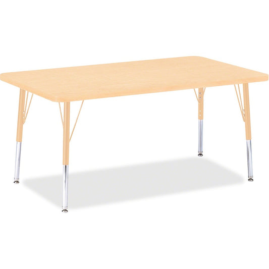Jonti-Craft Berries Elementary Maple Top/Edge Rectangle Table - Laminated Rectangle, Maple Top - Four Leg Base - 4 Legs - Height Adjustable - 15" to 24" Adjustment - 48" Table Top Length x 30" Table Top Width x 1.13" Table Top Thickness - 24" Height...