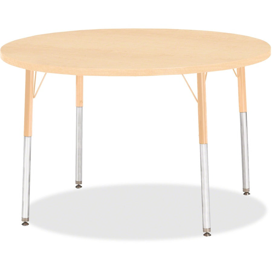 Jonti-Craft Berries Adult Height Maple Top/Edge Round Table - Laminated Round, Maple Top - Four Leg Base - 4 Legs - Height Adjustable - 24" to 31" Adjustment x 1.13" Table Top Thickness x 42" Table Top Diameter - 31" Height - Art, Craft - Assembly Requ...