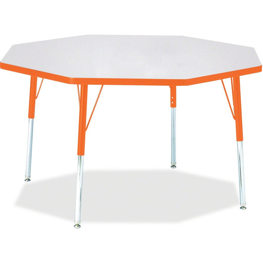 Jonti-Craft Berries Adult Height Color Edge Octagon Table - Laminated Octagonal, Orange Top - Four Leg Base - 4 Legs - Height Adjustable - 24" to 31" Adjustment x 1.13" Table Top Thickness x 48" Table Top Diameter - 31" Height - Art, Craft - Assembly R...