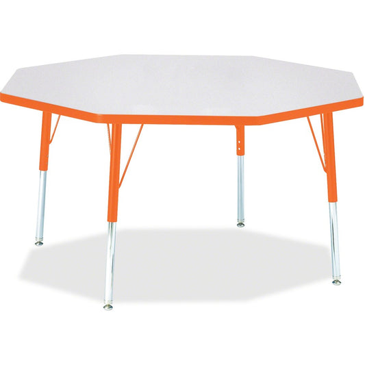 Jonti-Craft Berries Elementary Height Color Edge Octagon Table - Laminated Octagonal, Orange Top - Four Leg Base - 4 Legs - Height Adjustable - 15" to 24" Adjustment x 1.13" Table Top Thickness x 48" Table Top Diameter - 24" Height - Art, Craft - Assem...