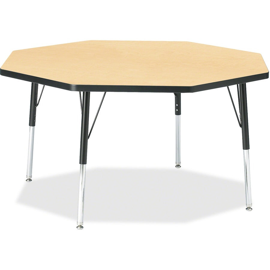 Berries Berries Elementary Height Color Top Octagon Table - Gray Octagonal Top - Four Leg Base - 4 Legs - Height Adjustable - 15" to 24" Adjustment x 1.13" Table Top Thickness x 48" Table Top Diameter - 24" Height - Art, Craft - Assembly Required - Pow...