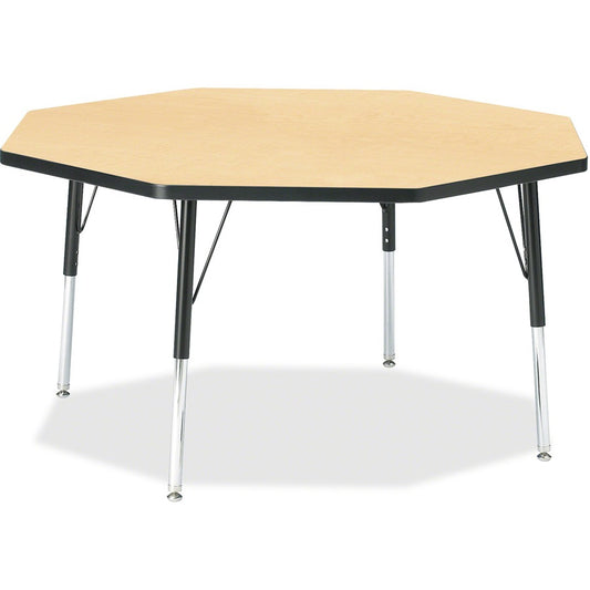 Berries Berries Elementary Height Color Top Octagon Table - Gray Octagonal Top - Four Leg Base - 4 Legs - Height Adjustable - 15" to 24" Adjustment x 1.13" Table Top Thickness x 48" Table Top Diameter - 24" Height - Art, Craft - Assembly Required - Pow...
