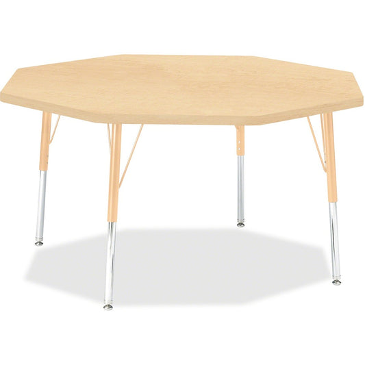 Jonti-Craft Berries Elementary Height Maple Top/Edge Octagon Table - Laminated Octagonal, Maple Top - Four Leg Base - 4 Legs - Height Adjustable - 15" to 24" Adjustment x 1.13" Table Top Thickness x 48" Table Top Diameter - 24" Height - Art, Craft - As...