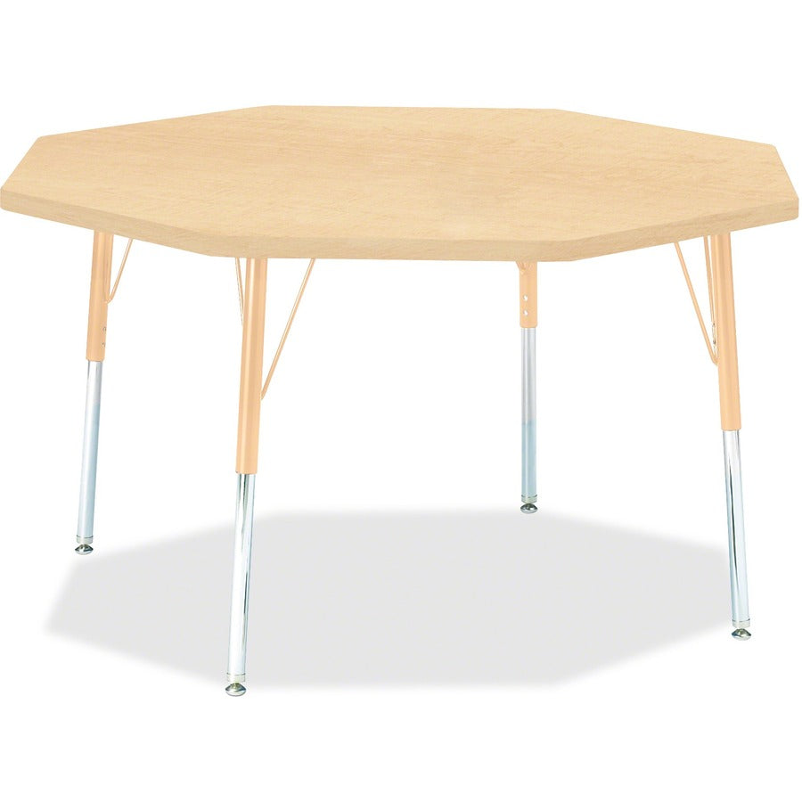 Jonti-Craft Berries Adult Height Maple Top/Edge Octagon Table - Laminated Octagonal, Maple Top - Four Leg Base - 4 Legs - Height Adjustable - 24" to 31" Adjustment x 1.13" Table Top Thickness x 48" Table Top Diameter - 31" Height - Art, Craft - Assembl...
