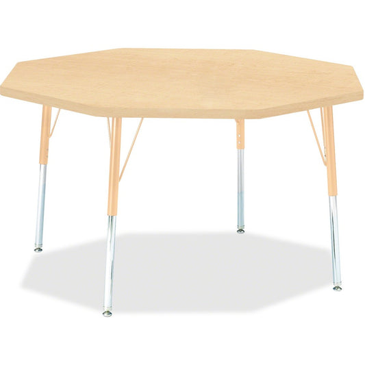 Jonti-Craft Berries Adult Height Maple Top/Edge Octagon Table - Laminated Octagonal, Maple Top - Four Leg Base - 4 Legs - Height Adjustable - 24" to 31" Adjustment x 1.13" Table Top Thickness x 48" Table Top Diameter - 31" Height - Art, Craft - Assembl...
