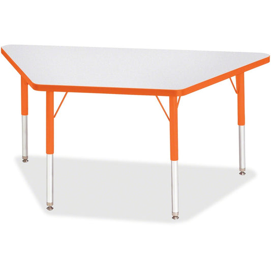 Jonti-Craft Berries Elementary Height Prism Edge Trapezoid Table - Laminated Trapezoid, Orange Top - Four Leg Base - 4 Legs - Height Adjustable - 15" to 24" Adjustment - 48" Table Top Length x 24" Table Top Width x 1.13" Table Top Thickness - 24" Heigh...
