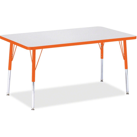 Jonti-Craft Berries Adult Height Color Edge Rectangle Table - Laminated Rectangle, Orange Top - Four Leg Base - 4 Legs - Height Adjustable - 24" to 31" Adjustment - 48" Table Top Length x 30" Table Top Width x 1.13" Table Top Thickness - 31" Height - A...