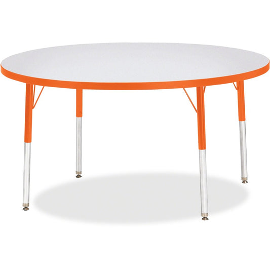Jonti-Craft Berries Adult Height Color Edge Round Table - Laminated Round, Orange Top - Four Leg Base - 4 Legs - Height Adjustable - 24" to 31" Adjustment x 1.13" Table Top Thickness x 48" Table Top Diameter - 31" Height - Art, Craft - Assembly Require...