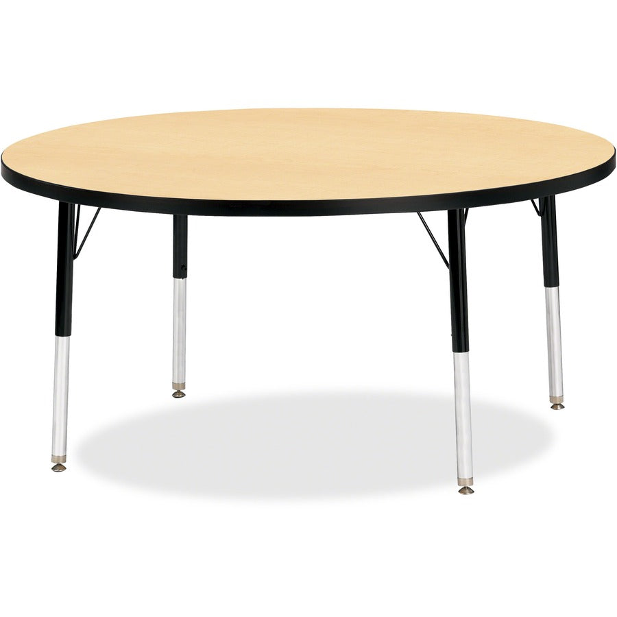 Jonti-Craft Berries Elementary Height Color Top Round Table - Laminated Round, Maple Top - Four Leg Base - 4 Legs - Height Adjustable - 15" to 24" Adjustment x 1.13" Table Top Thickness x 48" Table Top Diameter - 24" Height - Art, Craft - Assembly Requ...