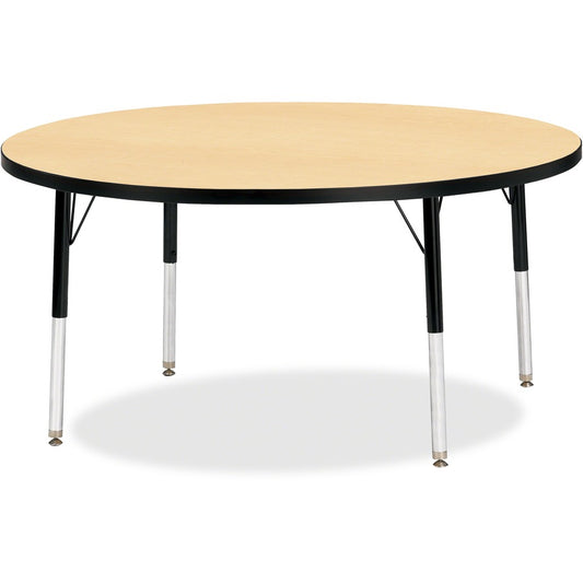 Jonti-Craft Berries Elementary Height Color Top Round Table - Laminated Round, Maple Top - Four Leg Base - 4 Legs - Height Adjustable - 15" to 24" Adjustment x 1.13" Table Top Thickness x 48" Table Top Diameter - 24" Height - Art, Craft - Assembly Requ...