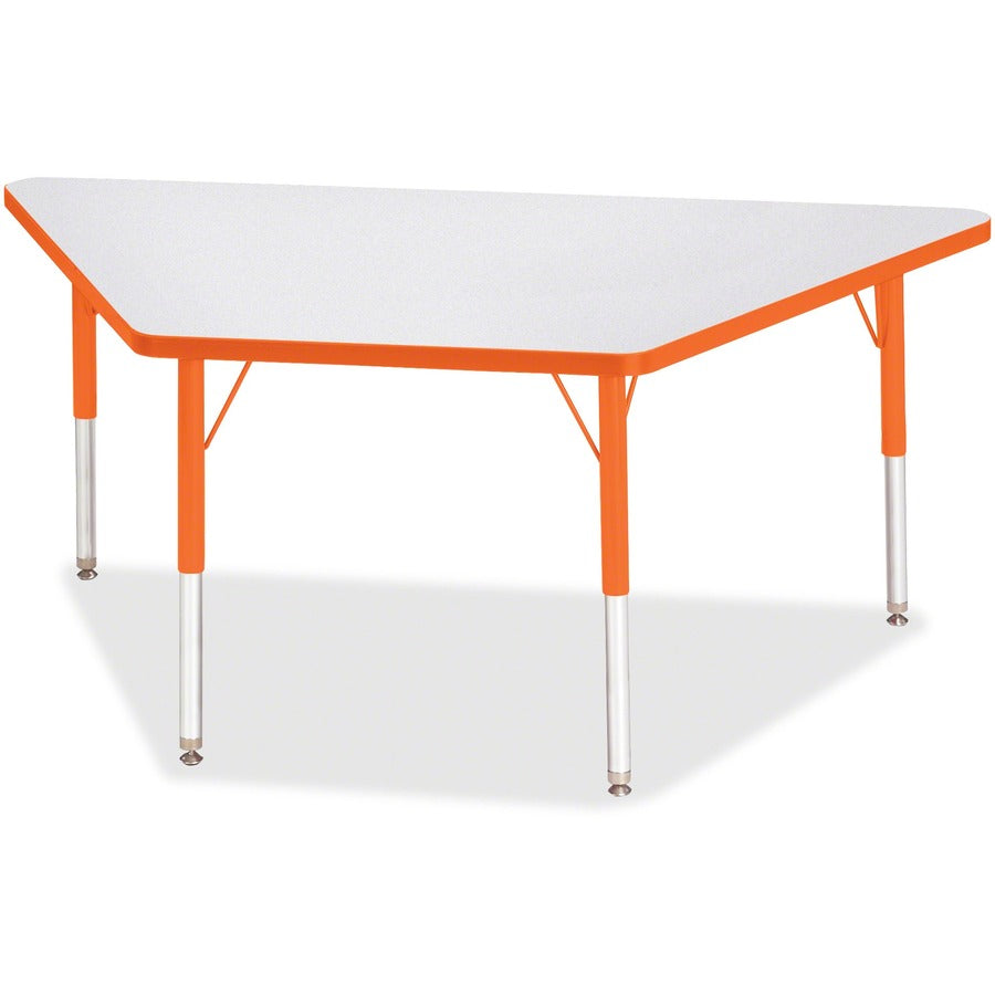 Jonti-Craft Berries Elementary Height Prism Edge Trapezoid Table - Laminated Trapezoid, Orange Top - Four Leg Base - 4 Legs - Height Adjustable - 15" to 24" Adjustment - 60" Table Top Length x 30" Table Top Width x 1.13" Table Top Thickness - 24" Heigh...
