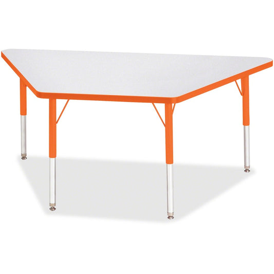 Jonti-Craft Berries Elementary Height Prism Edge Trapezoid Table - Laminated Trapezoid, Orange Top - Four Leg Base - 4 Legs - Height Adjustable - 15" to 24" Adjustment - 60" Table Top Length x 30" Table Top Width x 1.13" Table Top Thickness - 24" Heigh...