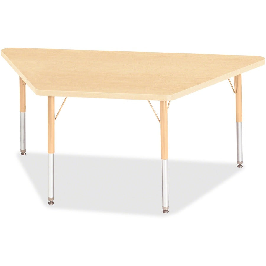 Jonti-Craft Berries Maple Top Elementary Height Trapezoid Table - Laminated Trapezoid, Maple Top - Four Leg Base - 4 Legs - Height Adjustable - 15" to 24" Adjustment - 60" Table Top Length x 30" Table Top Width x 1.13" Table Top Thickness - 24" Height...