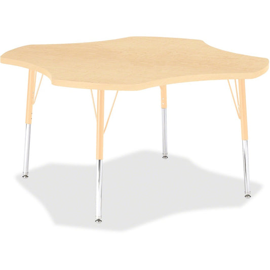 Jonti-Craft Berries Adult Maple Laminate Four-leaf Table - Laminated, Maple Top - Four Leg Base - 4 Legs - Height Adjustable - 24" to 31" Adjustment x 1.13" Table Top Thickness x 48" Table Top Diameter - 31" Height - Educational Environment - Assembly...