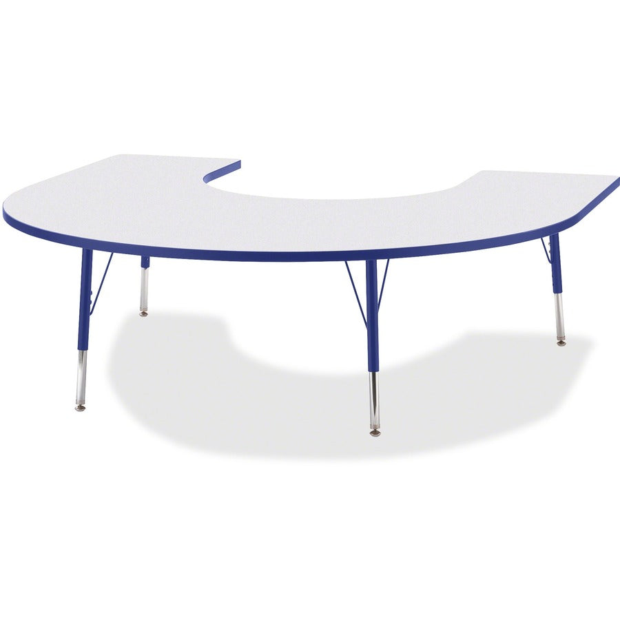 Jonti-Craft Berries Elementary Height Prism Edge Horseshoe Table - Blue Horseshoe-shaped, Laminated Top - Four Leg Base - 4 Legs - Height Adjustable - 15" to 24" Adjustment - 66" Table Top Length x 60" Table Top Width x 1.13" Table Top Thickness - 24"...