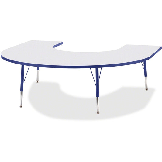 Jonti-Craft Berries Elementary Height Prism Edge Horseshoe Table - Blue Horseshoe-shaped, Laminated Top - Four Leg Base - 4 Legs - Height Adjustable - 15" to 24" Adjustment - 66" Table Top Length x 60" Table Top Width x 1.13" Table Top Thickness - 24"...