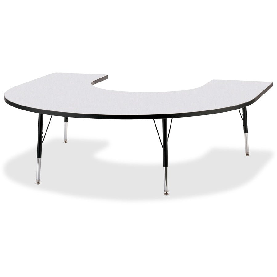 Jonti-Craft Berries Elementary Height Prism Edge Horseshoe Table - Black Horseshoe-shaped, Laminated Top - Four Leg Base - 4 Legs - Height Adjustable - 15" to 24" Adjustment - 66" Table Top Length x 60" Table Top Width x 1.13" Table Top Thickness - 24"...