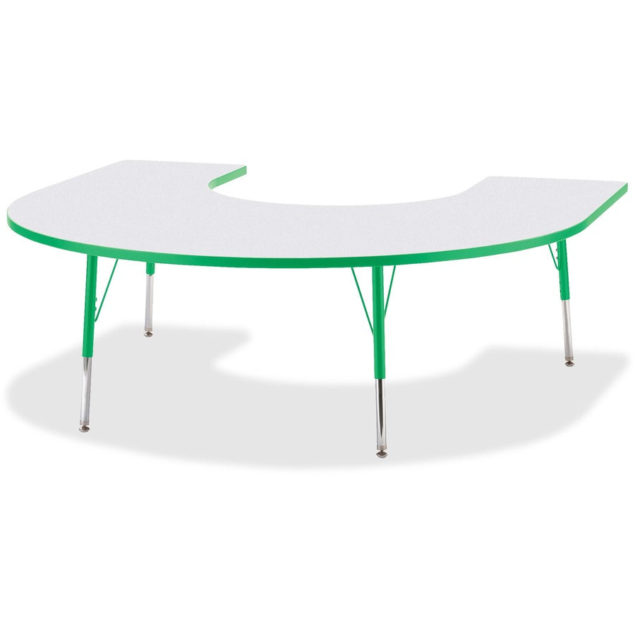 Jonti-Craft Berries Prism Horseshoe Student Table - Green Horseshoe-shaped, Laminated Top - Four Leg Base - 4 Legs - Height Adjustable - 24" to 31" Adjustment - 66" Table Top Length x 60" Table Top Width x 1.13" Table Top Thickness - 31" Height - Educa...