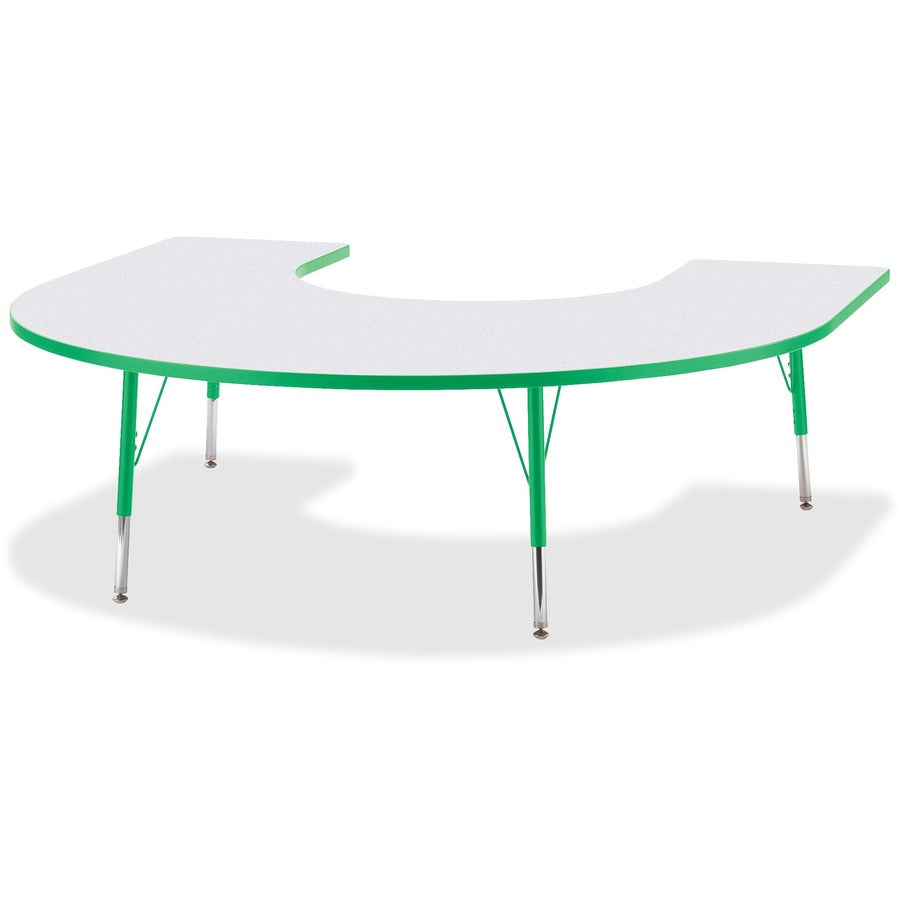 Jonti-Craft Berries Elementary Height Prism Edge Horseshoe Table - Green Horseshoe-shaped, Laminated Top - Four Leg Base - 4 Legs - Height Adjustable - 15" to 24" Adjustment - 66" Table Top Length x 60" Table Top Width x 1.13" Table Top Thickness - 24"...