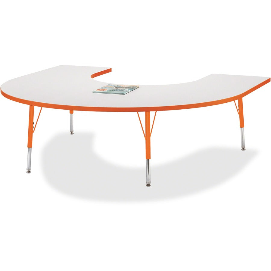 Jonti-Craft Berries Elementary Height Prism Edge Horseshoe Table - Laminated Horseshoe-shaped, Orange Top - Four Leg Base - 4 Legs - Height Adjustable - 15" to 24" Adjustment - 66" Table Top Length x 60" Table Top Width x 1.13" Table Top Thickness - 24...