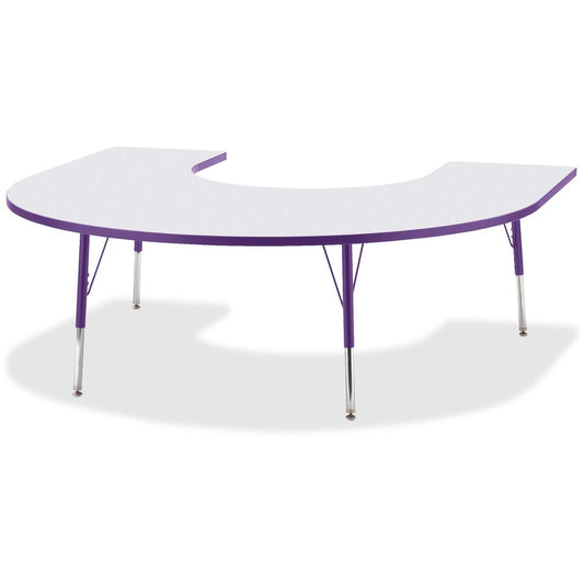 Jonti-Craft Berries Prism Horseshoe Student Table - Laminated Horseshoe-shaped, Purple Top - Four Leg Base - 4 Legs - Height Adjustable - 24" to 31" Adjustment - 66" Table Top Length x 60" Table Top Width x 1.13" Table Top Thickness - 31" Height - Educ...