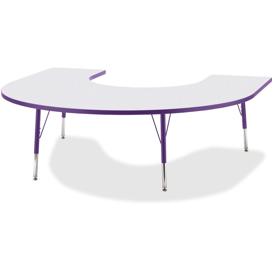 Jonti-Craft Berries Elementary Height Prism Edge Horseshoe Table - Laminated Horseshoe-shaped, Purple Top - Four Leg Base - 4 Legs - Height Adjustable - 15" to 24" Adjustment - 66" Table Top Length x 60" Table Top Width x 1.13" Table Top Thickness - 24...