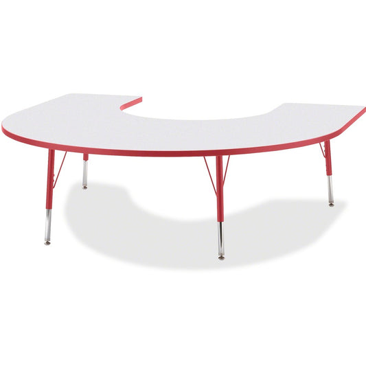 Jonti-Craft Berries Elementary Height Prism Edge Horseshoe Table - Laminated Horseshoe-shaped, Red Top - Four Leg Base - 4 Legs - Height Adjustable - 15" to 24" Adjustment - 66" Table Top Length x 60" Table Top Width x 1.13" Table Top Thickness - 24" H...