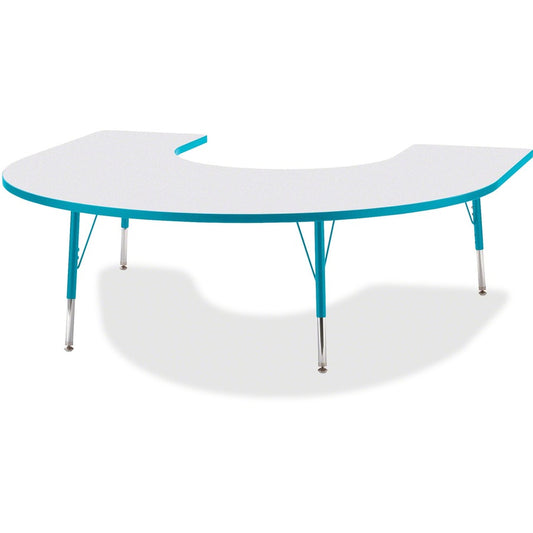 Jonti-Craft Berries Elementary Height Prism Edge Horseshoe Table - Laminated Horseshoe-shaped, Teal Top - Four Leg Base - 4 Legs - Height Adjustable - 15" to 24" Adjustment - 66" Table Top Length x 60" Table Top Width x 1.13" Table Top Thickness - 24"...
