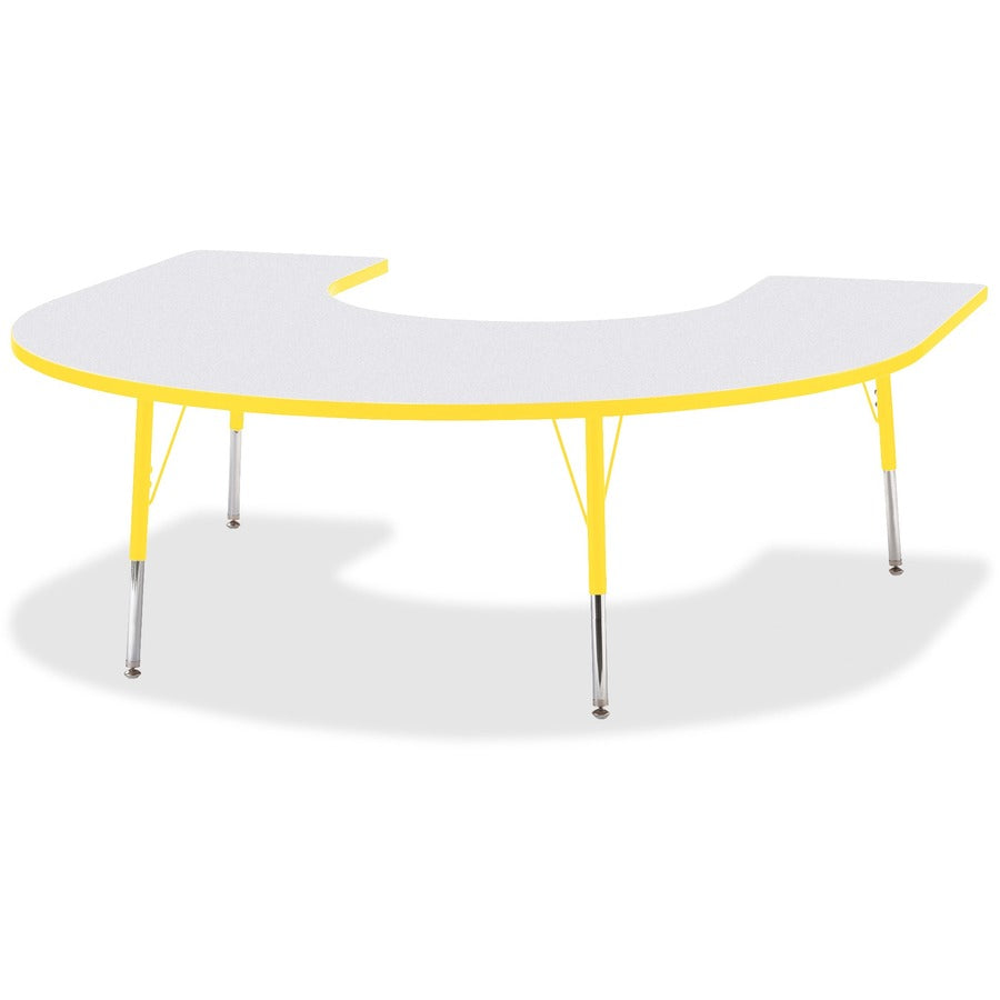 Jonti-Craft Berries Prism Horseshoe Student Table - Laminated Horseshoe-shaped, Yellow Top - Four Leg Base - 4 Legs - Height Adjustable - 24" to 31" Adjustment - 66" Table Top Length x 60" Table Top Width x 1.13" Table Top Thickness - 31" Height - Educ...